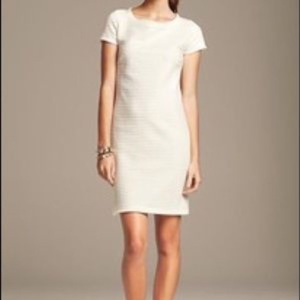 Banana Republic White Quilted Shift Dress NWT